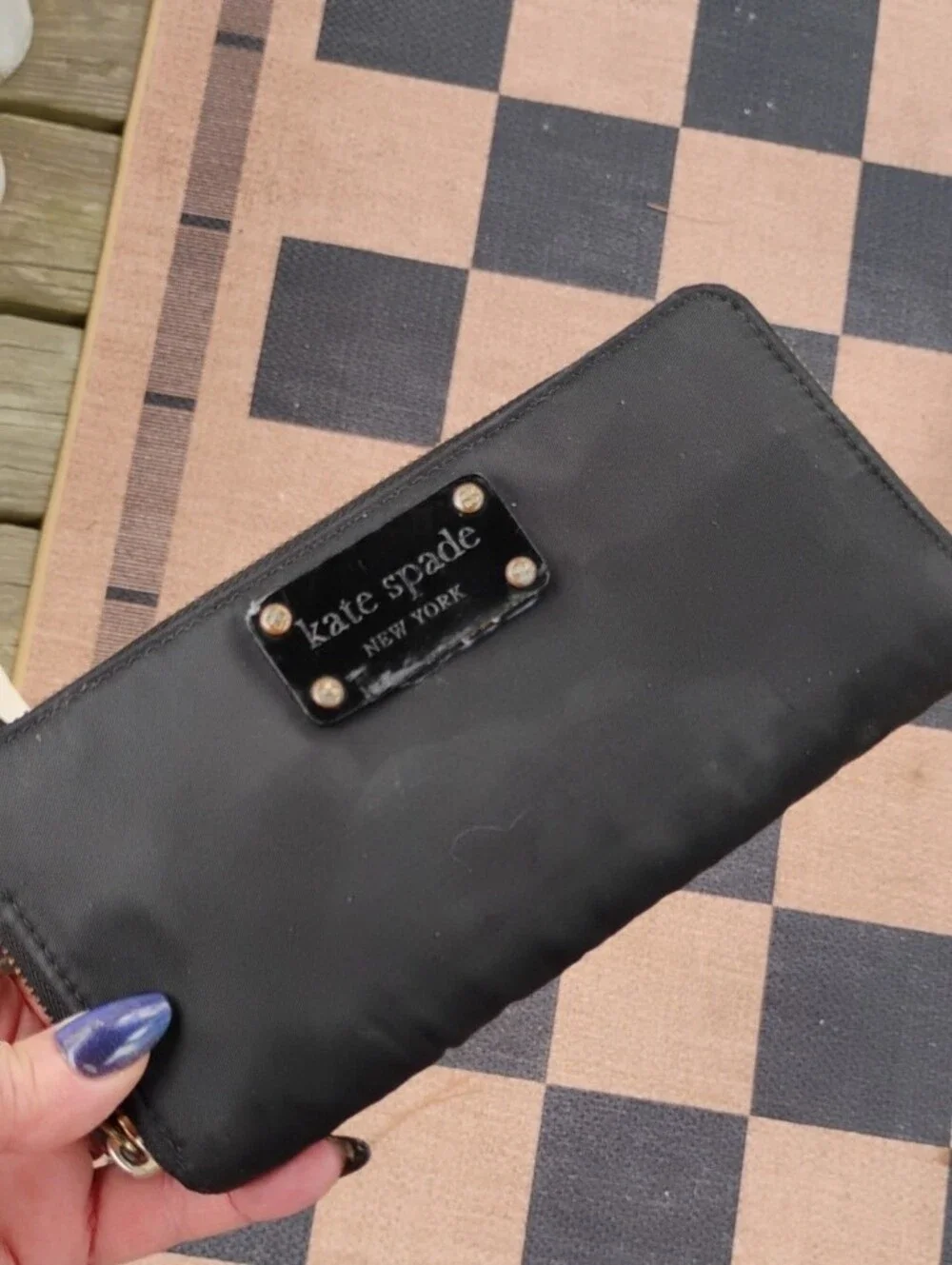 kate spade Black and Cream Saffiano Leather Tote And Free GUC Wallet